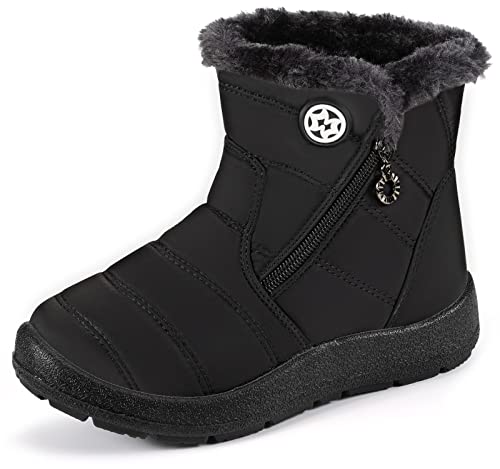 Boys' Snow Boots Winter Boots Ankle Boots Kids Boots Warm Fur Anti-Slip,Black c,12 US Little Kid/Label size 31