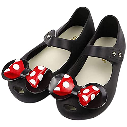 iFANS Girls Sweet Dot Bow Princess Sandals Shoes Mary Jane Flats for Toddler/Little Kid Black, 7 Narrow Toddler