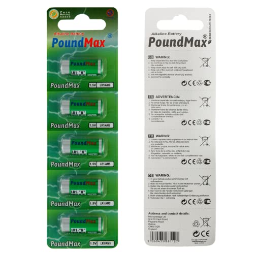 5 X PoundMax 910A LR1 N Type MN9100 1.5V Alkaline Batteries