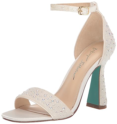 Betsey Johnson Women's Dani Heeled Sandal, Pearl, 6.5