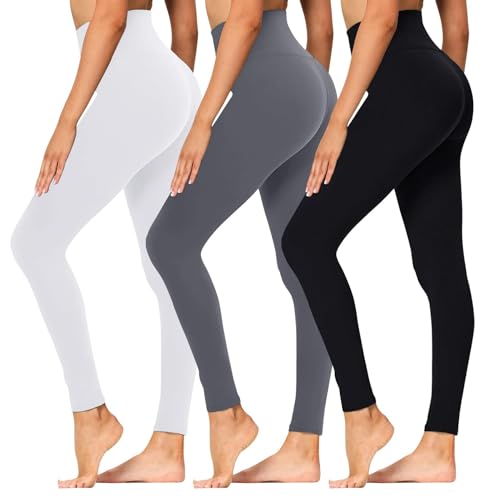 High Waisted Leggings for Women - Soft Athletic Tummy Control Pants for Running Cycling Yoga Workout - Reg & Plus Size
