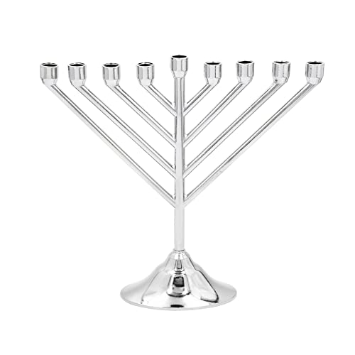 Hanukkah Menorah Rambam Design for Chanukah, Candles Sold Separately (Silvertone)