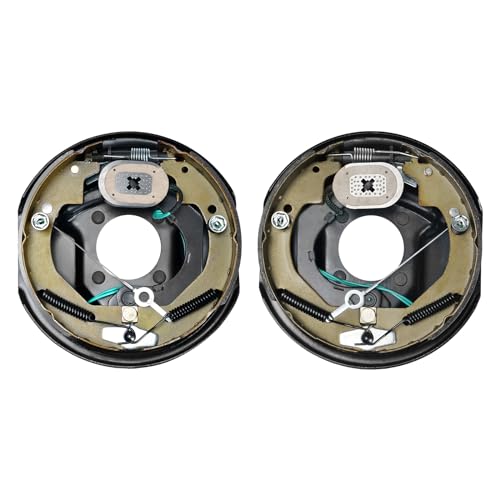 VEVOR Electric Trailer Brake Assembly, 10' x 2-1/4', 1 Pair Self-Adjusting Electric Brakes Kit for 3500 lbs Axle, 4-Hole Mounting, Backing Plates for Brake System Part Replacement (1 Right + 1 Left)