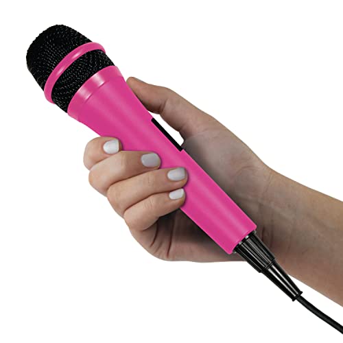 Singing Machine Wired Microphone for Karaoke, (Pink) - Unidirectional Dynamic Vocal Microphone - Plug-In Microphone for Karaoke Machine, AMP, & Speaker - Mic for Singing, Public Speaking, & Parties