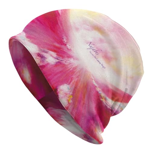 LOUNDY Nujabes Knit Hat Cuffed Beanie Hat Pullover Hat for Men and Women Slouchy Printed Skull Cap Black