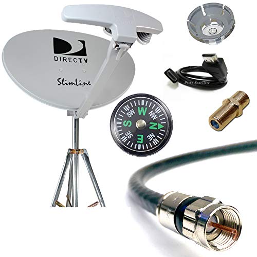 DIRECTV 4K SWM5 Complete Kit for Portable Mobile Camping RV Tailgate Trailer, Tripod, RG6 Coaxial, HDMI Cable, Slimline Dish RB SL5 for UHD GENIE H24 H25 HR34 HR44 HR54 (1 Piece, RB SWM5 RV KIT)