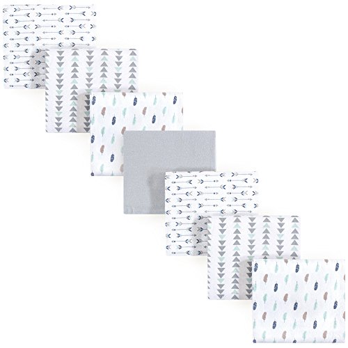 Luvable Friends Unisex Baby Cotton Flannel Receiving Blankets, Boy Feathers 7-Pack, One Size