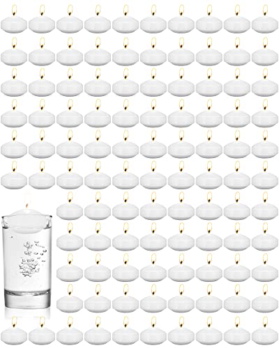 Treela 80 Pcs 1.73 Inch White Unscented Floating Candles, Dripless Tealight Candles Home Decorations, Cute and Elegant Burning Candles for Wedding Vases Centerpieces Party Accessories