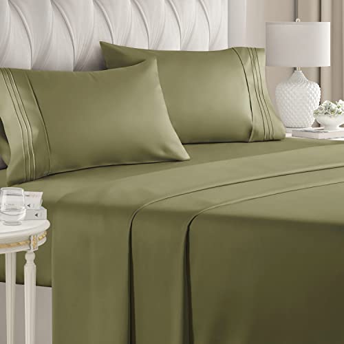 Queen Size 4 Piece Sheet Set - Comfy Breathable & Cooling Sheets - Hotel Luxury Bed Sheets for Women & Men - Deep Pockets, Easy-Fit, Soft & Wrinkle Free Sheets - Sage Green Oeko-Tex Bed Sheet Set