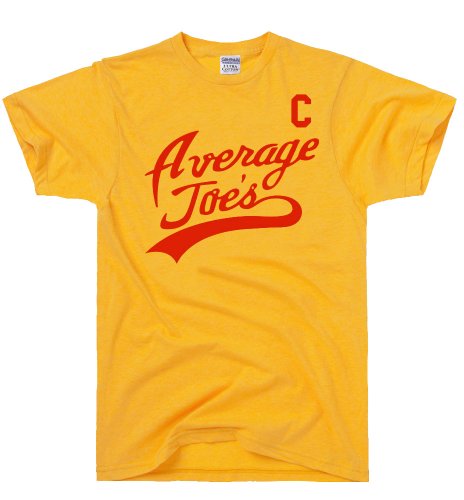 DIRTYRAGZ Dodgeball Movie Average Joes Shirt - Funny Mens Tshirts Movie Jerseys for Men, Average Joes Dodgeball Costume Graphic Tee L Gold