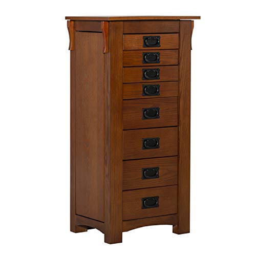 Powell Oak Kat Jewelry Armoire 19.625'L x 15.25'W x 40.625'H