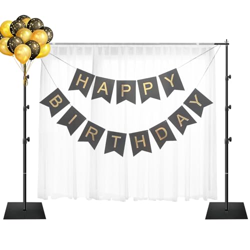 EMART Backdrop Stand, 6.3x10.2 ft Adjustable Photo Background Pipe and Drape Photography Kit with Heavy Duty Metal Base for Parties, Wedding, Video Studio, Birthday - Black