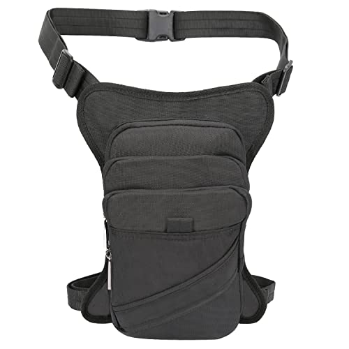 Vanlison Polyester Leg Bag Thigh Pack Purse Tactical Fanny Leg Pouch Bag Motrocycle Bag Waterproof Black