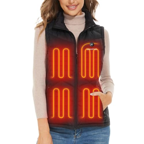 Venustas Women's Heated Puffer Vest with Battery Pack 7.4V,90% Duck Down Lightweight Electric Vest for Hiking Hunting Camping