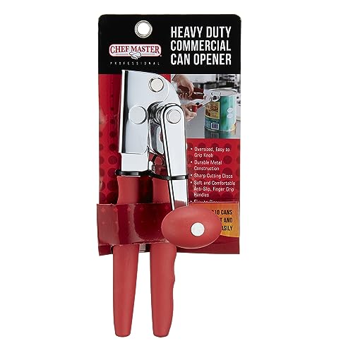 Chef-Master 90056 Commercial Can Opener | Sharp Cutting Discs | Durable Metal Construction | Comfortable Ant-Slip Grip | Heavy Duty Can Opener for Large Cans | Manual Can Opener Commercial
