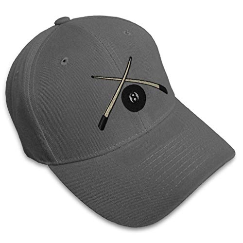 Custom Baseball Cap Pool Cues Embroidery Billiards Acrylic Dad Hats for Men & Women Dark Grey Design Only