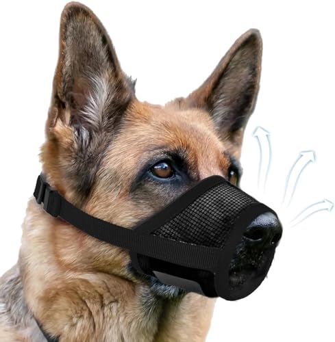 Dog Muzzle, Soft Air Mesh Muzzle for Small Medium Large Dogs Anti Biting Barking Chewing, Breathable Drinkable Adjustable Loop Pets Muzzle for German Shepherd Husky Labrador Retriever (Black, L)