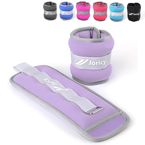Ankle, Wrist Leg Arm Weights for Women Men Kids Child with Adjustable Straps, Strength Training Weighted for Jogging, Running, Walking, Fitness, Gym Workout - 1LBS Pair (0.5 LB Each Weight), Purple