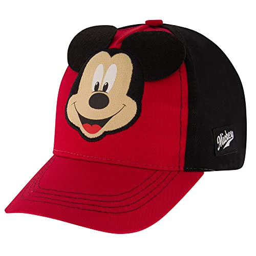 Disney Boys Baseball Cap, Mickey Mouse Adjustable Toddler Hat, Ages 2-4, Red/Black