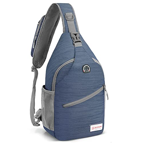 ZOMAKE Sling Bag for Women Men:Small Crossbody Sling Backpack - Mini Water Resistant Shoulder Bag Anti Thief Chest Bag Daypack for Travel Hiking Sports,Navy Blue(stripe)