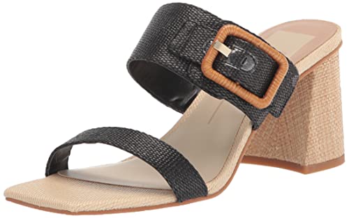Dolce Vita Women's Posy Heeled Sandal, Black Raffia, 8
