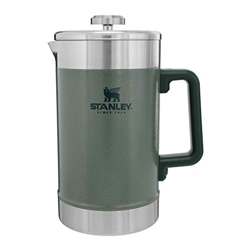 Stanley French Press 48oz with Double Vacuum Insulation, Stainless Steel Wide Mouth Coffee Press, Large Capacity, Ergonomic Handle, Dishwasher Safe, Hammertone Green
