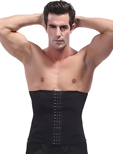 Panegy Mens Adjustable Waist Cincher Classic 3 Hooks Summer Mesh Breathable Waist Trimmer Black US S/Tag L(29-31 inched)
