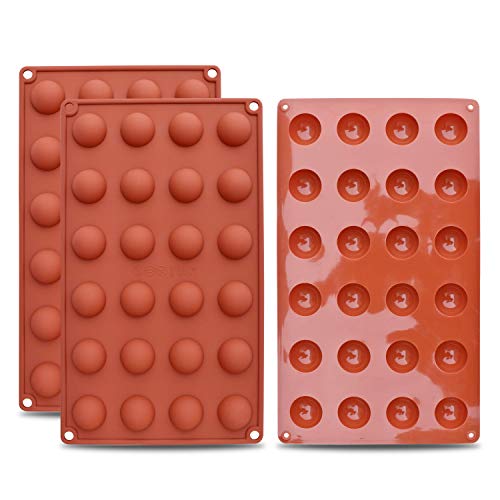 homEdge Mini 24-Cavity Semi Sphere Silicone Mold, 3 Packs Baking Mold for Making Chocolate, Cake, Jelly, Dome Mousse-Pay Atenntion to the Size