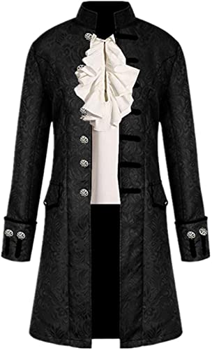 Inmeilifus Men's Steampunk Jacket Tailcoat Halloween Costumes Victorian Coat Gothic Cosplay Vintage Frock Coat Uniform (M, Black2)