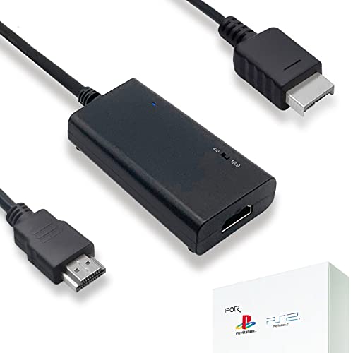 LEVELHIKE HDMI Cable for Playstation 2 & Playstation 1 Console (PS2 & PS1), PS1/PS2 to HDMI Adapter with True RGB Signal Output (100% Improved Video Quality), HD Converter with 4:3/16:9 Switch