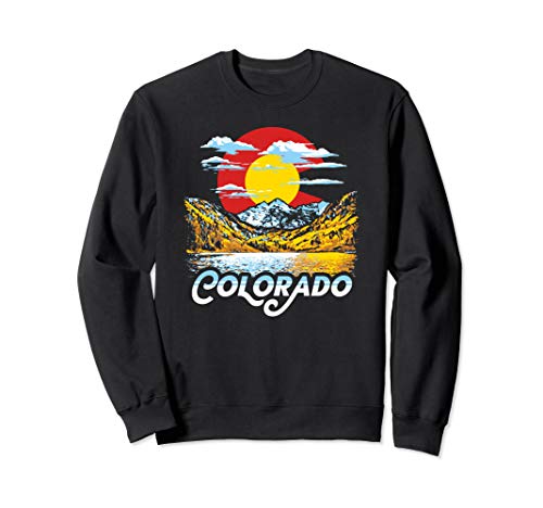 Vintage Colorado Flag Maroon Bells Retro Mountains Graphic Sweatshirt