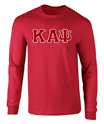 Kappa Alpha Psi Twill Letter Long Sleeve Tee Red Red-White XXL