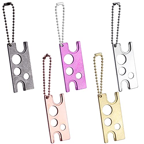 RONRONS 5 Pieces Essential Oil Bottle Opener with Keychain, Stainless Steel Roller On Caps Openers, Colored Metal Bottles Open for Universal Eyelash Glue Replacement Bottle Mouth Head Eyelash Tool