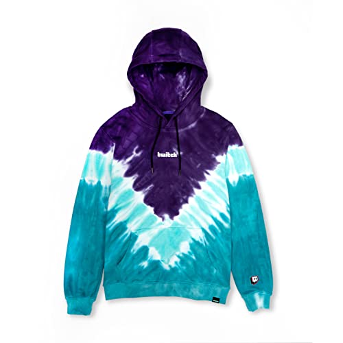 Twitch V Tie Dye Hoodie Sweatshirt Purple/Teal - Large