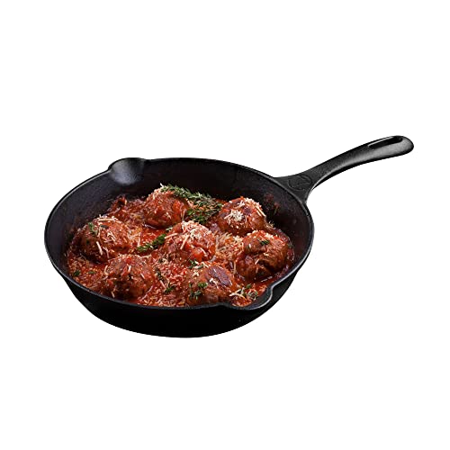 Victoria - SKL-208 Victoria Cast Iron Skillet. Small Frying Pan Seasoned with 100% Kosher Certified Non-GMO Flaxseed Oil, 8', Black