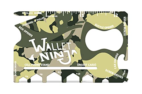 Wallet Ninja - 18 in 1 Credit Card Sized Multitool (TSA Airplane Approved) (CAMO)