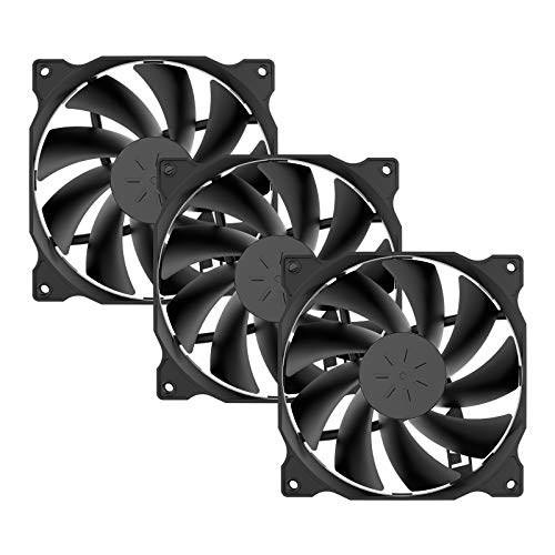 uphere 3-pack Long Life Computer Case Fan 120mm Cooling Case Fan for Computer Cases Cooling,12BK3-3