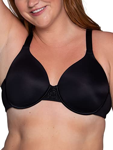 Vanity Fair Womens Full Figure Beauty Back Smoothing Bra, 4-way Stretch Fabric, Lightly Lined Cups Up To H Bra, Underwire - Black, 38DDD US