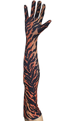 Seeksmile Classic Adult Size 22' Length Spandex Gloves Past Elbow Cosplay Costume Glove (Free Size, Tiger)