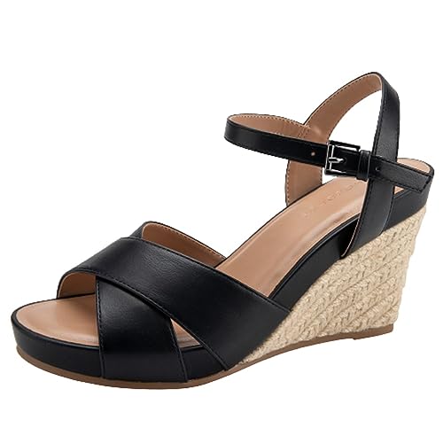 Aerosoles Women's Pastel Wedge Sandal, Black, 8