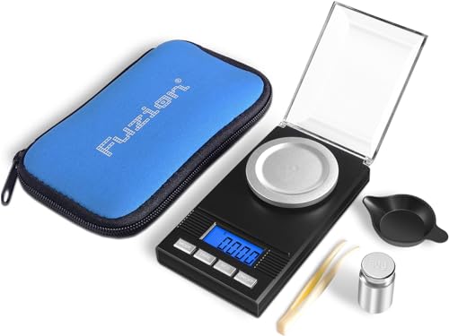 Fuzion Digital Milligram Scale 50g/ 0.001g, Portable Jewelry Scale, Powder Scale, Micro Scale for Powder Medicine, Gold, Gem, Reloading, Calibration Weight and Tweezers Included