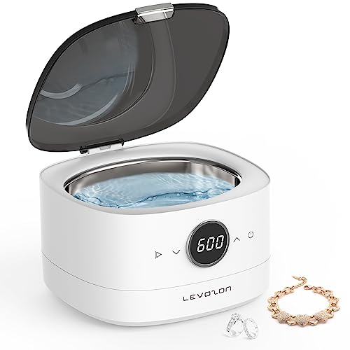 LEVOZON Ultrasonic Cleaner, 48kHz Professional Ultrasonic Jewelry Cleaner Machine (25.4oz/750ml) with Touch Control, 5-Level Timer for Silver, Gold, Glasses, Rings, Retainer, Dentures, Watch Bands