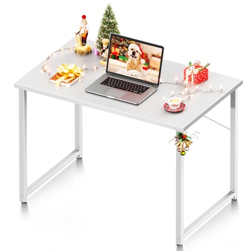 Coleshome 32 Inch Small Computer Desk, Modern Simple Style Desk for Home Office, Study Student Writing Desk, White