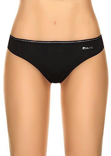 Laura Women's Ultimate Comfort Seamless Thong Bright Sparkles 103162BL M Black