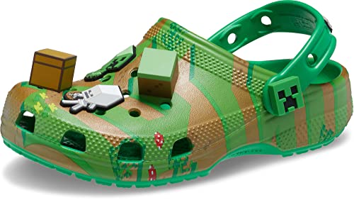 Crocs Classic Minecraft Clogs, Multi Green, 2 US Unisex Little Kid