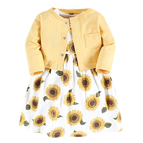 Hudson Baby Womens Cotton and Cardigan Set Casual Dress, Sunflower, 2T US