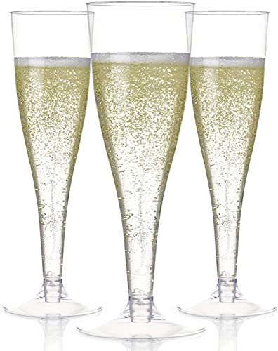 Prestee 24 Pack Plastic Champagne Flutes, Disposable Clear Plastic Champagne Glasses for Parties Weddings, Plastic Toasting Glasses, Disposable Champagne Glasses, Mimosa Bar Supplies, Mimosa Glasses