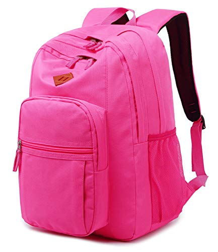 abshoo Girls Solid Color Backpack For College Women Water Resistant School Bag (HotPink)