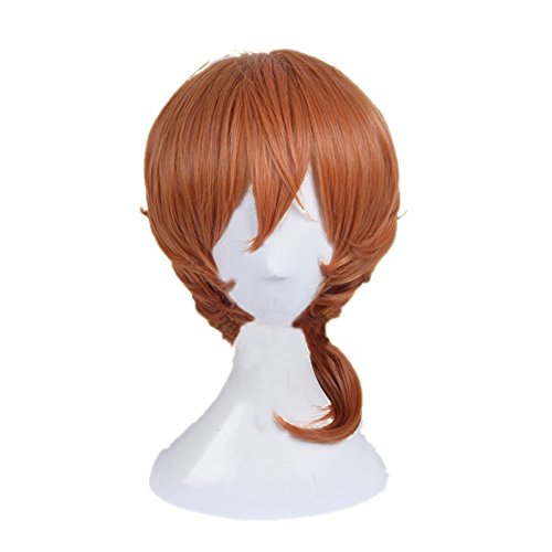 SUNXXCOS Curly High Temperature Fiber Men and Women for Male Party Halloween Dark Brown Short Cosplay Wigs Synthetic (Chuya Nakahara)