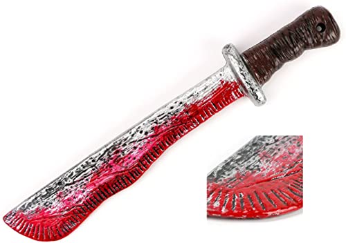 Im.Create Realistic Machete Prop - Halloween Costume Accessory with Fake Blood - Recycle Plastic Knife for Kids and Adults - 16 Inches…
